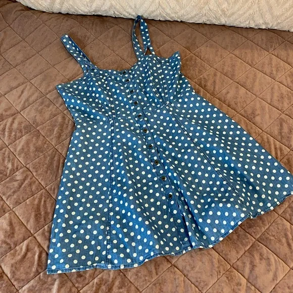 blue dress for baby girl Berta Navy And White Polka-Dot Square-Neck Midi Dress – Club L London main image 0